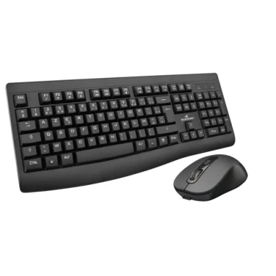 Image de Pack Souris Clavier Sans Fil rechargeable Bluestork Office Touches ciseaux Noir