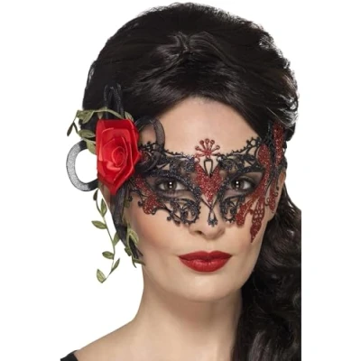 Afbeelding van SMIFFY&#039;S Zwart en rood Día de los Muertos masker