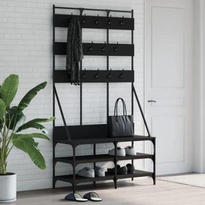 Afbeelding van Kledingrek met schoenenrek 100x40x184 cm zwart