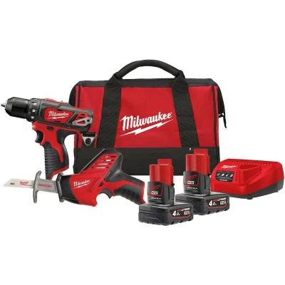 Afbeelding van Milwaukee M12 BPP2C 402B PowerPack 12V Li Ion accu boor /schroefmachine (M12 BDD) &amp; reciprozaag (C12 HZ) combiset (2x 4.0Ah accu) in tas