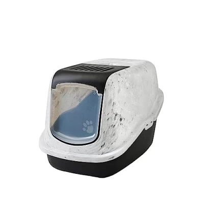 Afbeelding van Savic Kattentoilet Nestor Marble Kattenbak 56x39x38.5 cm Grijs Zwart M/L