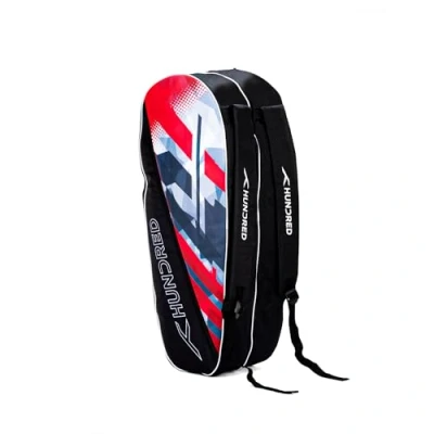 Afbeelding van Hundred Ideal Badminton en Tennis Racket Kit Tas (Zwart, Maat: Groot/6 in 1) Materiaal: Polyester 2 compartimenten met zijvak Gemakkelijk te dragen handvat Gewatteerde rugriemen Zak rits vooraan