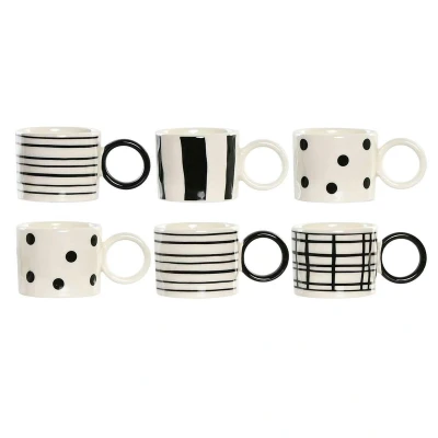 Afbeelding van Set van koffiekopjes Home ESPRIT Wit Zwart Porselein 90 ml