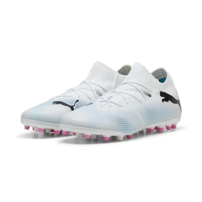 Afbeelding van Puma Future 7 Match MG Voetbalschoenen met kunststof noppen, Heren, Maat: 43, White/black/poison pink Kunststof/ textiel