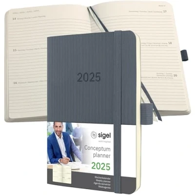 Afbeelding van Weekagenda Conceptum A6 2025 (NL/FR/EN/DU) dark grey softcover