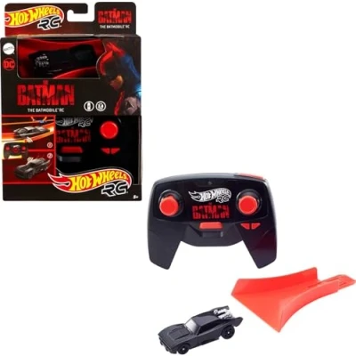 Afbeelding van Hot Wheels RC Batmobile op afstand bestuurbare auto schaal 1:64 compatibel met circuits en tracks, oranje, speelgoed voor kinderen vanaf 5 jaar, HBL43