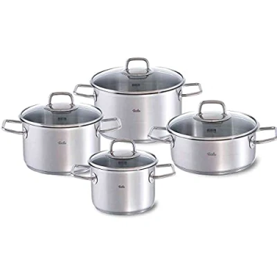 Afbeelding van Fissler Viseo Kookpannenset 4 delig RVS met glazen deksels