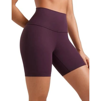 Afbeelding van CRZ YOGA Butterluxe yogashorts voor dames, 15 cm, hoge taille, training, motorrijden, leggings, donkerpaars, 40, Donker Paars