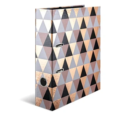 Afbeelding van HERMA Fashion &amp; Style Abstract A4 ordner, 7 cm rug, gemaakt van stevig karton, volledig aan de buitenkant bedrukt en gouden folie afwerking