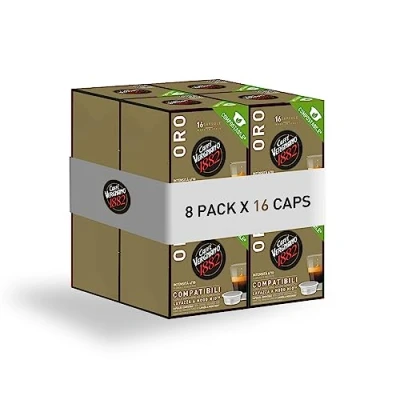 Image de Caffè Vergnano 1882 7095 capsules de café compatibles Lavazza a Modo Mio Compostables, Arabica 8 paquets x 16 capsules, Total : 128