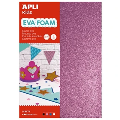 Afbeelding van Apli schuimrubber glitter assortiment pak van 4 vellen