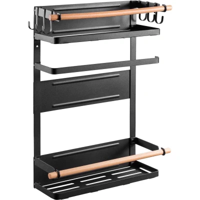 Afbeelding van Maclean Magnetische plank keuken organisator voor koelkast Zwart