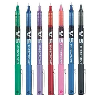 Afbeelding van Pilot BX V5 High Tech rollerbalpen, verschillende kleuren, extra fijne punt, 0,5 mm, lijnbreedte 0,3 mm (7 kleuren: zwart, rood, blauw, groen, paars, roze, hemelsblauw)