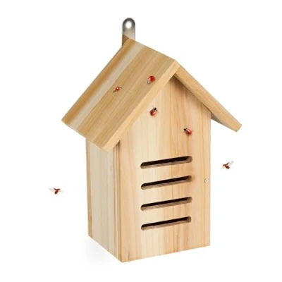 Afbeelding van Relaxdays lieveheersbeestjes hotel 4 openingen insectenhotel tuin hangend staand
