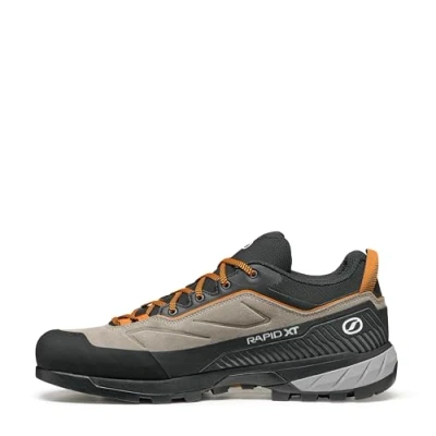 Afbeelding van Scarpa Rapid XT ademende toeleveringsschoenen voor heren met mesh voering en gripvaste Vibram zool, wandelschoenen, klimschoenen, trekkingschoenen, taupe, oranje roest, 46 EU