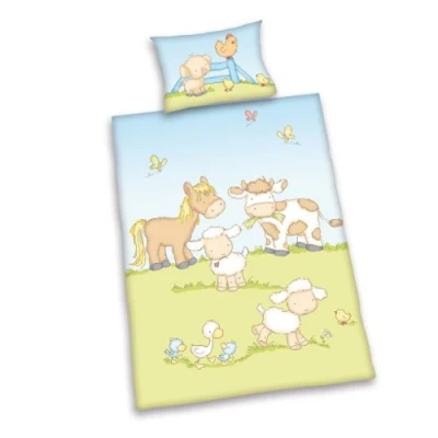 Image de Herding 2485056063 Parure de Lit avec Imprimé Jana Animaux Ferme en Coton Multicolore 100 x 135 cm