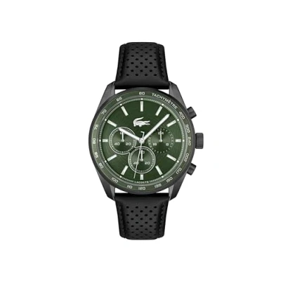 Afbeelding van Lacoste BOSTON Collectie Quartz Chronograaf Horloge voor Heren met Zwarte Lederen Band 2011345, Donker Groen
