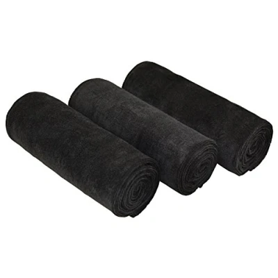 Afbeelding van MAYOUTH Microvezel sporthanddoeken sneldrogende en absorberende gymhanddoek workout zweethanddoeken voor sportschool, yoga, camping, 3 stuks 40 cm x 80 (zwart stuks, cm)