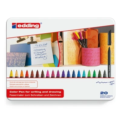 Image de Edding 1200 feutres boîte en métal 20 pièces (1 mm ogive)