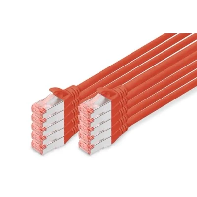 Afbeelding van Digitus DK 1644 030 R 10 RJ45 Netwerkkabel, patchkabel CAT 6 S/FTP 3.00 m Rood Folie afscherming, Afscherming totaal, Afgeschermd, Halogeenvrij, Simplex,