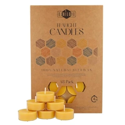 Afbeelding van Bougie Cire d’Abeille Kit avec Mèche 100% Coton 4 h de Combustion Lot Bougies Votives (48) Plastique Recyclé Chauffe Plat à la Pure par Danilovo