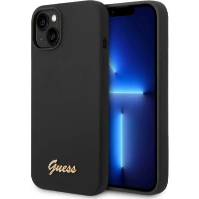 Afbeelding van Guess Silicone Retro Back Case Geschikt voor Apple iPhone 14 Plus (6.7&quot;) Zwart