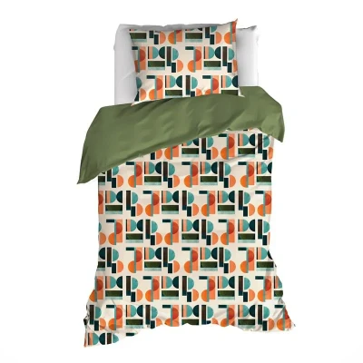 Afbeelding van De Witte Lietaer Lisboa Dekbedovertrek Eenpersoons 140x200/220 cm Grenoble Green