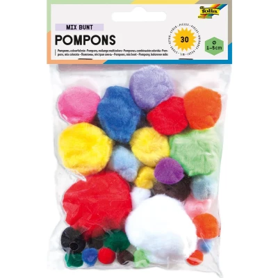 Afbeelding van Pompon Folia 30 stuks diverse kleuren en afmetingen