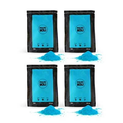Afbeelding van POLVO Holi 4 zakjes poeder 100 gram (400 g poeder) (Celeste)