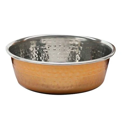 Afbeelding van Rosewood Moderne antislip roestvrijstalen voerbak met koperlaag voor voedsel/dranken honden/huisdieren, groot, 1,9 l