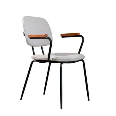 Afbeelding van Bronx71 Scandinavische eetkamerstoel Oskar beige gerecyclede stof