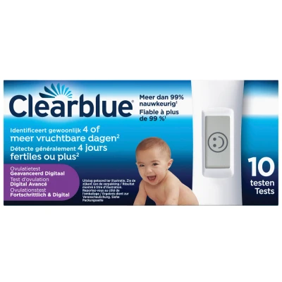 Afbeelding van Clearblue Geavanceerde Digitale Ovulatietestset 1 Houder En 10 Testen