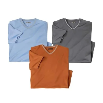 Afbeelding van ATLAS FOR MEN Set van 3 effen T shirts met V hals Heren Verkrijgbaar in grote maten 3XL