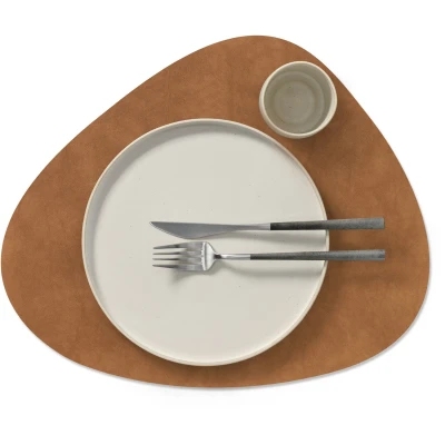 Afbeelding van LIND DNA Placemats Nupo Leer Army Green / Nature Curved dubbelzijdig 44 x 37 cm 2 Stuks