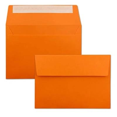Afbeelding van Neuser 50 gekleurde enveloppen C6 162 x 114 mm oranje zelfklevend