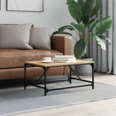 Afbeelding van Salontafel 75x50x35 cm bewerkt hout sonoma eikenkleurig