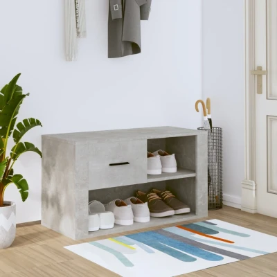 Afbeelding van Schoenenkast 80x35x45 cm bewerkt hout betongrijs