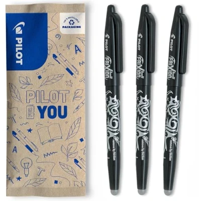Afbeelding van PILOT FriXion Ball 0.7 Set 3 stuks: kleur zwart uitwisbare balpen lijndikte 0,4 mm Aangename schrijfgids, warmtegevoelige inkt, verwisselbare vulling medium punt