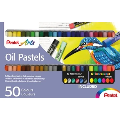 Afbeelding van Pentel PHN 50 stuks oliepastels, kleuren, waaronder metallic en neon, verschillende kleuren