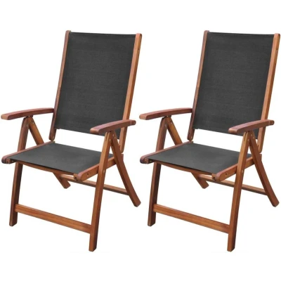 Afbeelding van Tuinstoelen inklapbaar 2 st massief acaciahout en textileen