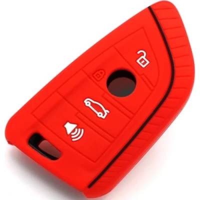 Afbeelding van Finest Folia beschermhoes voor autosleutels, 4 toetsen, siliconen, zwart/rood