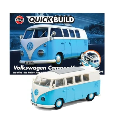 Afbeelding van Airfix J6024 QUICKBUILD Volkswagen VW Camper Bus Blauw Wit Plastic Modelbouwpakket