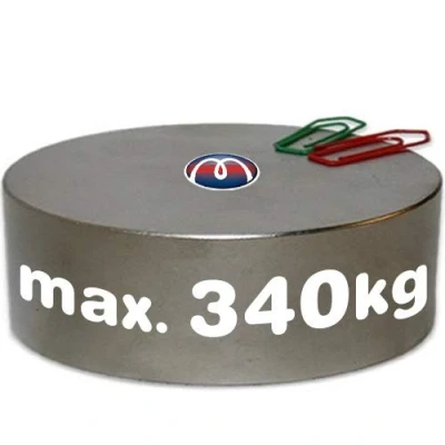Afbeelding van Cirkelmagneet, diameter 80 x 30 mm, neodymium N45 (NdFeB) nikkel, belasting 340 kg, sterke permanente magneet voor industrie en huishouden