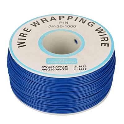 Afbeelding van 200 m rol elektrische kabel, 0,25 mm, 30 AWG, 80 C, pvc isolerende testkabel, draad van koper, vertind met één kern, voor wikkeling, blauw