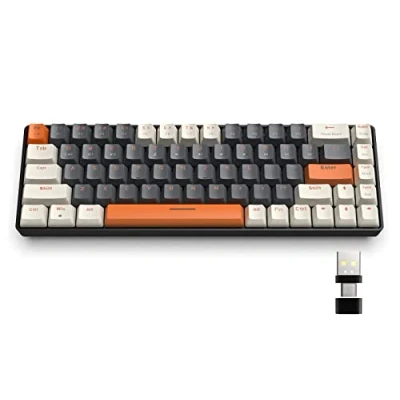 Afbeelding van YINDIAO K68 60% mechanisch gamingtoetsenbord, draadloos, Bluetooth 5,0/2,4 GHz, compact mini toetsenbord, 68 toetsen, met ontvanger, dubbele modus, hot swappable, blauwe schakelaar, voor pc, Mac, PS4