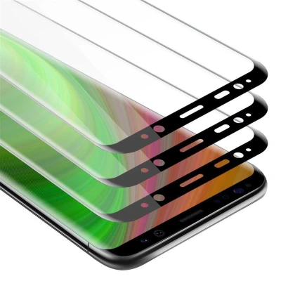 Afbeelding van Cadorabo 3x Screenprotector geschikt voor Samsung Galaxy S9 Volledig scherm pantserfolie Beschermfolie in TRANSPARANT met ZWART Getemperd (Tempered) Display beschermend glas 9H hardheid 3D Touch
