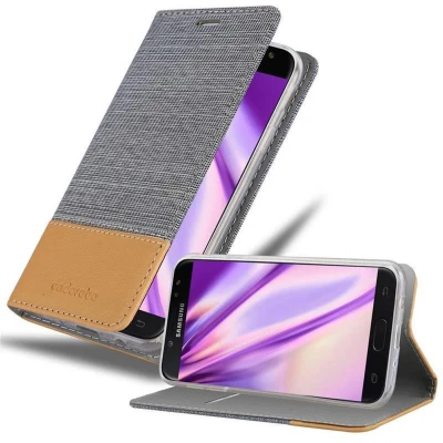 Afbeelding van Cadorabo Hoesje geschikt voor Samsung Galaxy J7 2017 in LICHTGRIJS BRUIN Beschermhoes met magnetische sluiting, standfunctie en kaartvakje Book Case Cover Etui