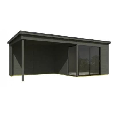Afbeelding van Tuinhuis Julia 295x295 cm + 350 Aanbouw Green Grey Gecoat
