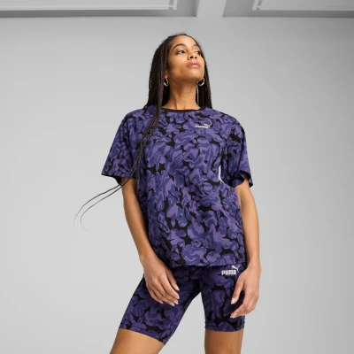 Afbeelding van ESS NATURE 2.0 Relaxed AOP T shirt voor Dames, Blauw, Maat M PUMA