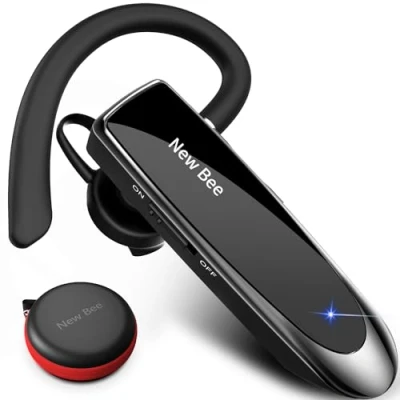 Afbeelding van New bee Handsfree, Bluetooth, hoofdtelefoon, draadloos, met microfoon, 60 dagen standby tijd, handsfree voor iPhone Samsung, HTC, LG, Sony, PC (zwart)